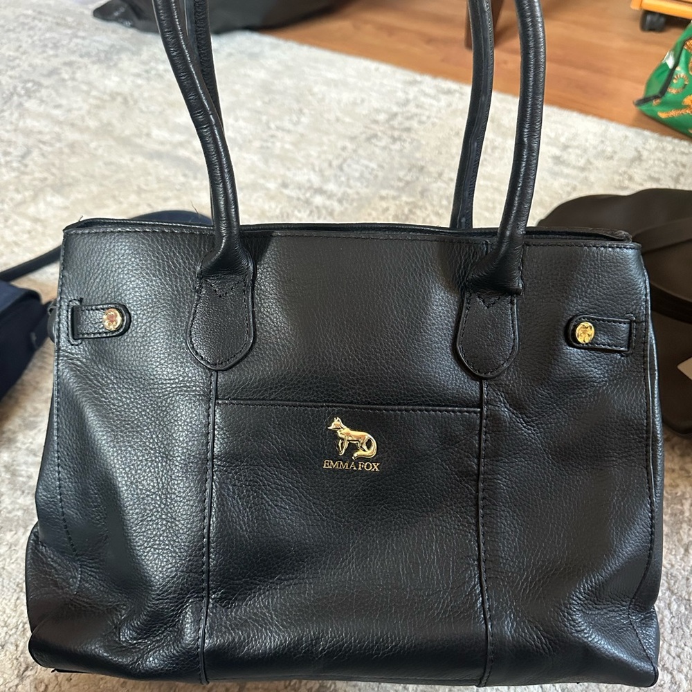Emma Fox Black Leather Tote Bag